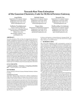 Towards Run Time Estimation of the Gaussian Chemistry Code for SEAGrid
  Science Gateway