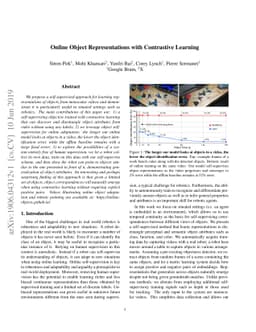 Online Object Representations with Contrastive Learning