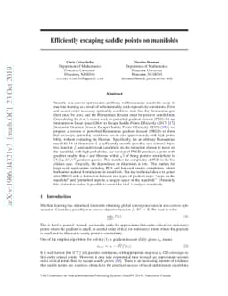Efficiently escaping saddle points on manifolds