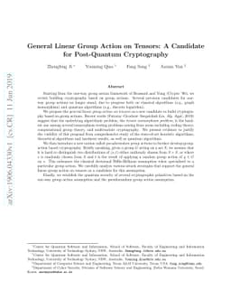 General Linear Group Action on Tensors: A Candidate for Post-Quantum
  Cryptography