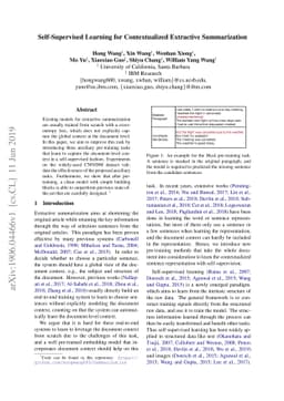 Self-Supervised Learning for Contextualized Extractive Summarization