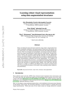 Learning robust visual representations using data augmentation
  invariance