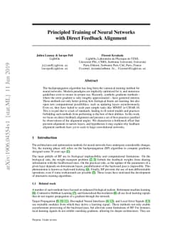 Principled Training of Neural Networks with Direct Feedback Alignment