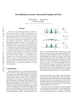 On Stabilizing Generative Adversarial Training with Noise
