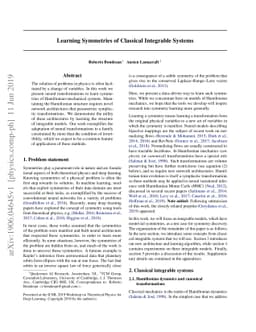 Learning Symmetries of Classical Integrable Systems