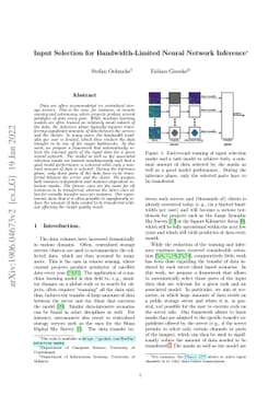 Input Selection for Bandwidth-Limited Neural Network Inference
