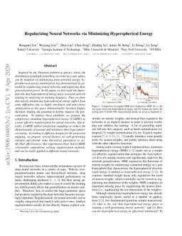 Regularizing Neural Networks via Minimizing Hyperspherical Energy