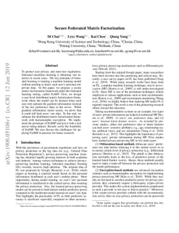 Secure Federated Matrix Factorization