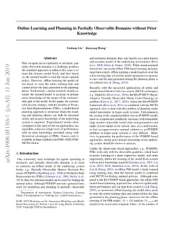 Online Learning and Planning in Partially Observable Domains without
  Prior Knowledge