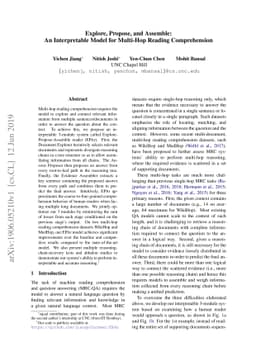 Explore, Propose, and Assemble: An Interpretable Model for Multi-Hop
  Reading Comprehension