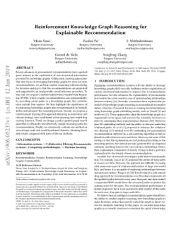 Reinforcement Knowledge Graph Reasoning for Explainable Recommendation