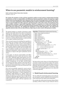 When to use parametric models in reinforcement learning?