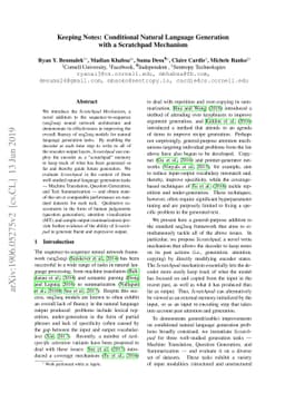 Keeping Notes: Conditional Natural Language Generation with a Scratchpad
  Mechanism