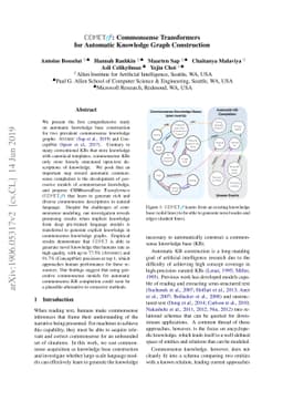 COMET: Commonsense Transformers for Automatic Knowledge Graph
  Construction