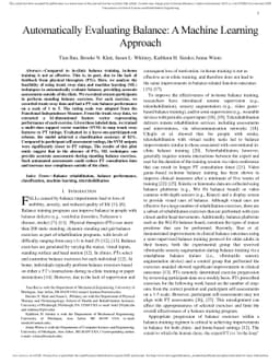 Automatically Evaluating Balance: A Machine Learning Approach