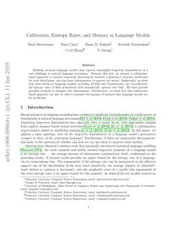 Calibration, Entropy Rates, and Memory in Language Models