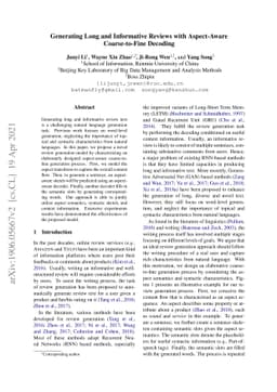 Generating Long and Informative Reviews with Aspect-Aware Coarse-to-Fine
  Decoding