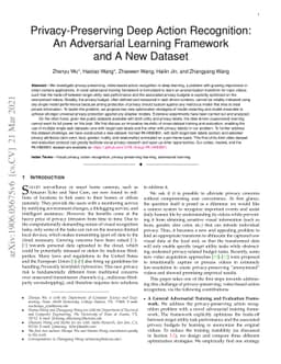 Privacy-Preserving Deep Action Recognition: An Adversarial Learning
  Framework and A New Dataset
