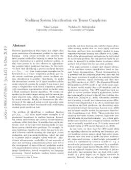 Nonlinear System Identification via Tensor Completion
