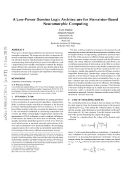 A Low-Power Domino Logic Architecture for Memristor-Based Neuromorphic
  Computing