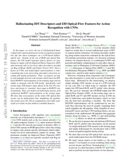 Hallucinating IDT Descriptors and I3D Optical Flow Features for Action
  Recognition with CNNs