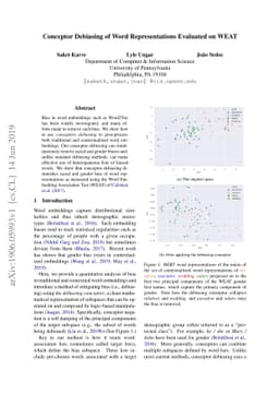 Conceptor Debiasing of Word Representations Evaluated on WEAT