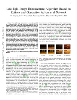 Low-light Image Enhancement Algorithm Based on Retinex and Generative
  Adversarial Network