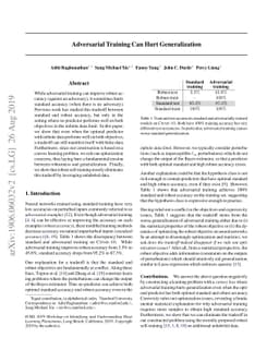 Adversarial Training Can Hurt Generalization