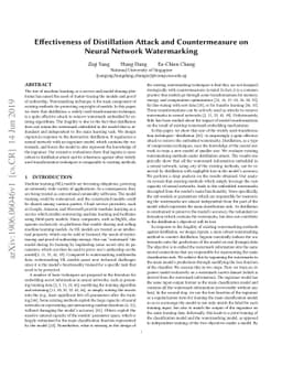 Effectiveness of Distillation Attack and Countermeasure on Neural
  Network Watermarking