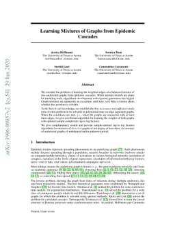 Learning Mixtures of Graphs from Epidemic Cascades