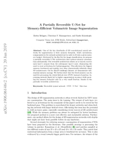 A Partially Reversible U-Net for Memory-Efficient Volumetric Image
  Segmentation