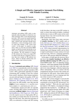 A Simple and Effective Approach to Automatic Post-Editing with Transfer
  Learning
