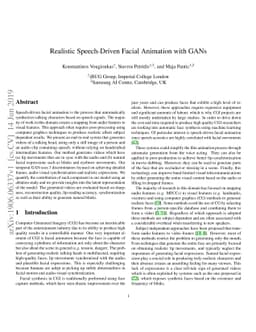 Realistic Speech-Driven Facial Animation with GANs