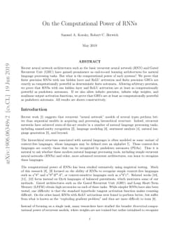 On the Computational Power of RNNs