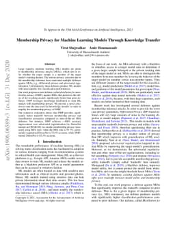 Membership Privacy for Machine Learning Models Through Knowledge
  Transfer