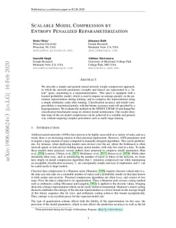 Scalable Model Compression by Entropy Penalized Reparameterization
