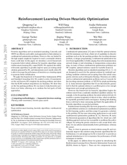 Reinforcement Learning Driven Heuristic Optimization