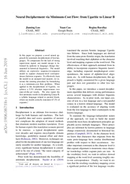 Neural Decipherment via Minimum-Cost Flow: from Ugaritic to Linear B