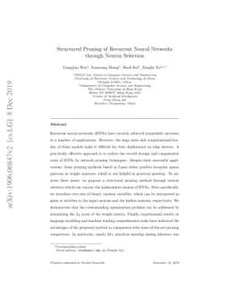 Structured Pruning of Recurrent Neural Networks through Neuron Selection