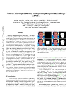 Multi-task Learning For Detecting and Segmenting Manipulated Facial
  Images and Videos