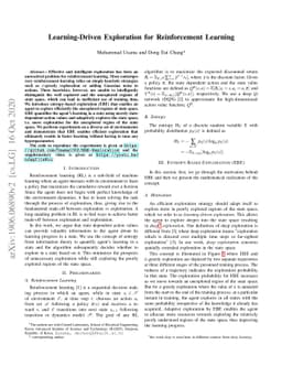Learning-Driven Exploration for Reinforcement Learning