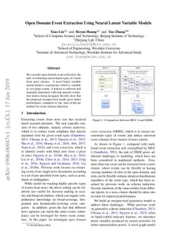 Open Domain Event Extraction Using Neural Latent Variable Models