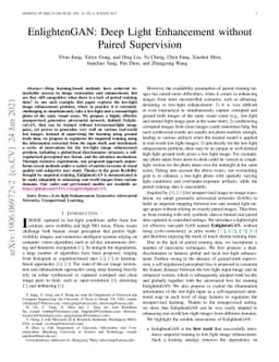 EnlightenGAN: Deep Light Enhancement without Paired Supervision