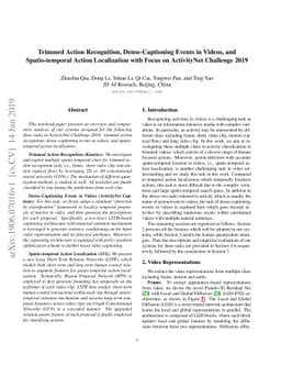 Trimmed Action Recognition, Dense-Captioning Events in Videos, and
  Spatio-temporal Action Localization with Focus on ActivityNet Challenge 2019