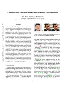 Exemplar Guided Face Image Super-Resolution without Facial Landmarks