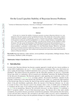 On the Local Lipschitz Stability of Bayesian Inverse Problems