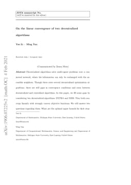 On linear convergence of two decentralized algorithms
