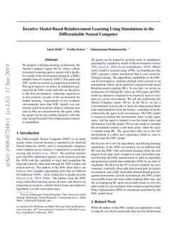 Iterative Model-Based Reinforcement Learning Using Simulations in the
  Differentiable Neural Computer