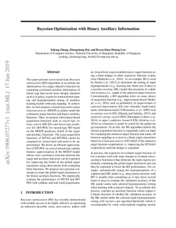 Bayesian Optimization with Binary Auxiliary Information