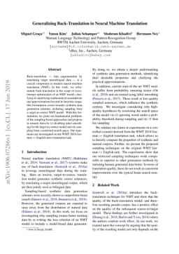 Generalizing Back-Translation in Neural Machine Translation